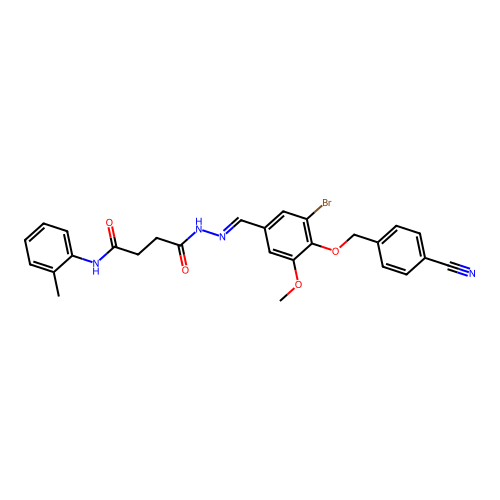 N'-[[3-bromo-4-[(4-cyanophenyl)methoxy]-5-methoxyphenyl]methylideneamino]-N-(2-methylphenyl)butanediamide structure