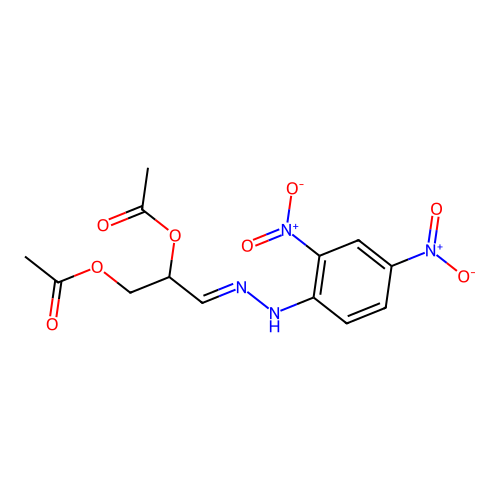 2,3-di-O-acetylglyceroaldehyde-2,4-dinitrophenylhydrazone structure