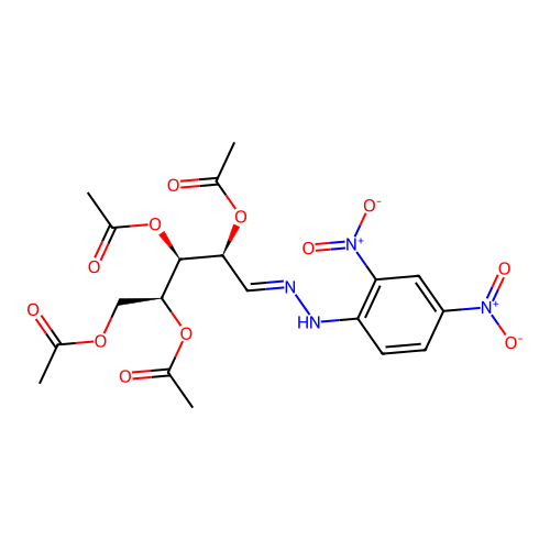 L-Lyxose, (2,4-dinitrophenyl)hydrazone, 2,3,4,5-tetraacetate structure