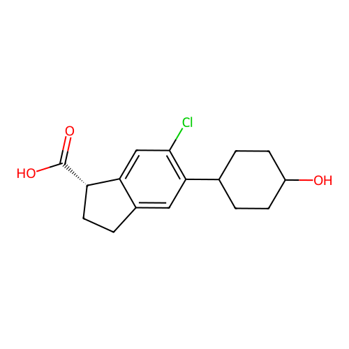 6-Chloro-5-(4'-hydroxycyclohexyl)indan-1-carboxylic acid structure
