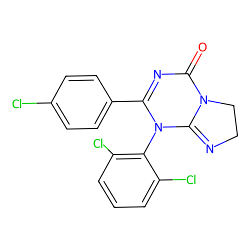 2-(p-Chlorophenyl)-1-(2,6-dichlorophenyl)-1,4,6,7-tetrahydro-4-oxo-imidazo-(1,2-a)-S-triazine structure