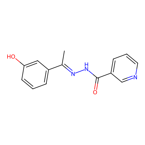 N'-[(1E)-1-(3-hydroxyphenyl)ethylidene]pyridine-3-carbohydrazide structure