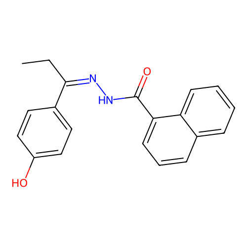 N-[1-(4-hydroxyphenyl)propylideneamino]naphthalene-1-carboxamide structure