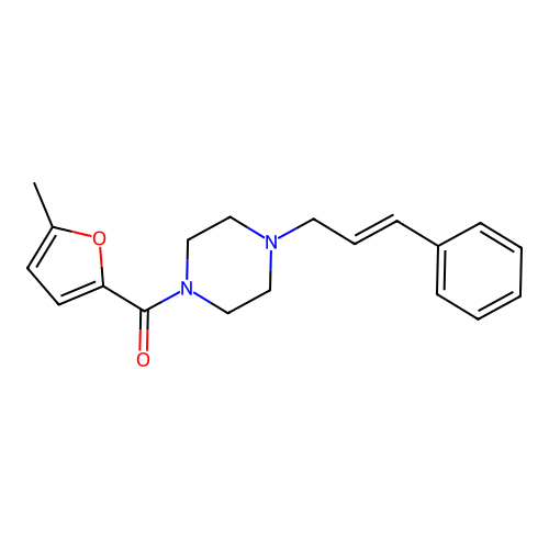 (5-methylfuran-2-yl)-[4-[(E)-3-phenylprop-2-enyl]piperazin-1-yl]methanone structure