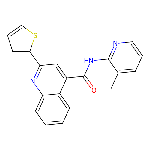 N-(3-methylpyridin-2-yl)-2-(thiophen-2-yl)quinoline-4-carboxamide structure