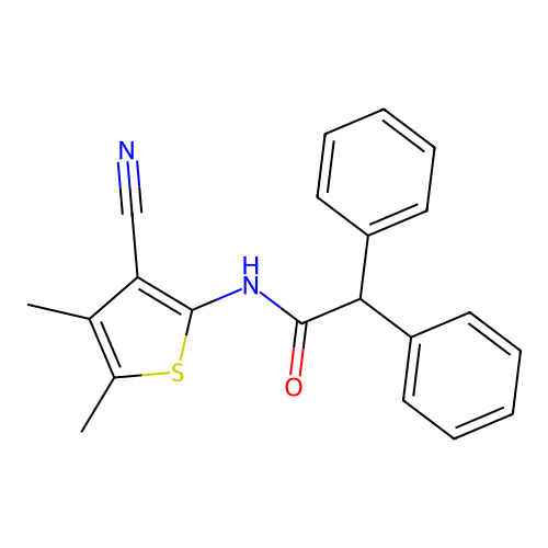 N-(3-cyano-4,5-dimethyl-2-thienyl)-2,2-diphenylacetamide structure