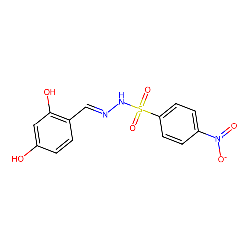 N-[(2,4-dihydroxyphenyl)methylideneamino]-4-nitrobenzenesulfonamide structure