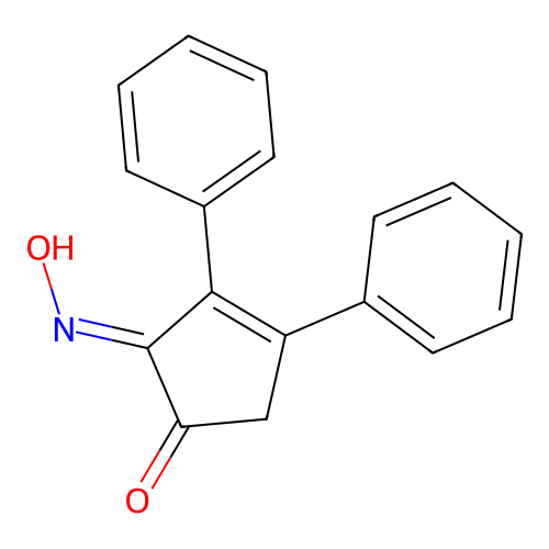 (2E)-2-hydroxyimino-3,4-diphenylcyclopent-3-en-1-one structure