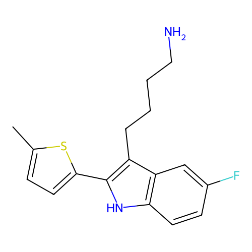 4-[5-fluoro-2-(5-methylthiophen-2-yl)-1H-indol-3-yl]butan-1-amine structure