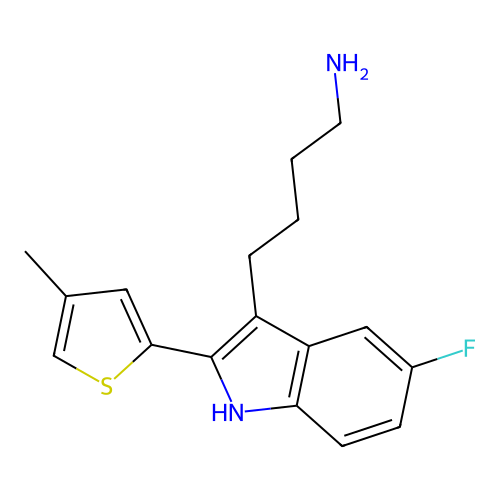 4-[5-fluoro-2-(4-methylthiophen-2-yl)-1H-indol-3-yl]butan-1-amine structure