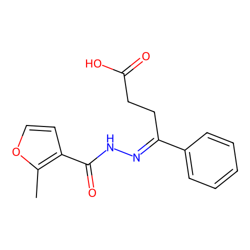 4-[(2-Methylfuran-3-carbonyl)hydrazinylidene]-4-phenylbutanoic acid structure
