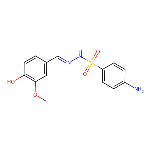4-amino-N-[(4-hydroxy-3-methoxyphenyl)methylideneamino]benzenesulfonamide structure