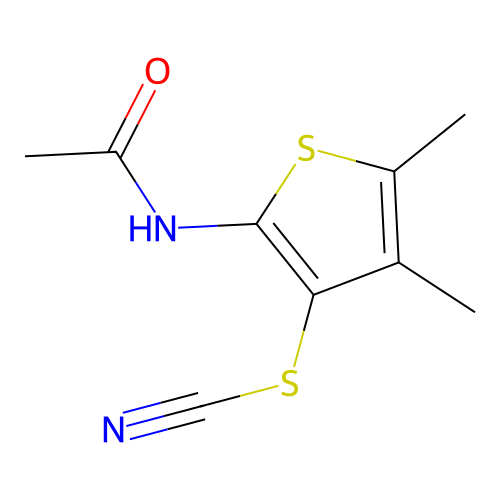 2-(Acetylamino)-4,5-dimethylthiophen-3-yl thiocyanate structure