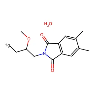 [3-(5,6-Dimethyl-1,3-dioxoisoindol-2-yl)-2-methoxypropyl]mercury;hydrate structure