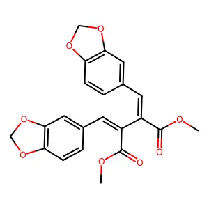 Dimethyl (2Z,3Z)-2,3-bis(benzo[1,3]dioxol-5-ylmethylidene)butanedioate structure