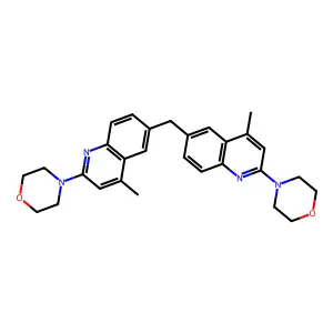 4-[4-Methyl-6-[(4-methyl-2-morpholino-6-quinolyl)methyl]-2-quinolyl]morpholine structure