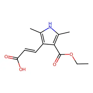 3-(4-ethoxycarbonyl-2,5-dimethyl-1H-pyrrol-3-yl)prop-2-enoic acid structure