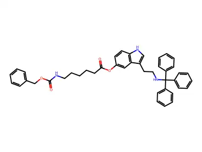 3-(2-(Tritylamino)ethyl)-1H-indol-5-yl 6-(((benzyloxy)carbonyl)amino)hexanoate structure