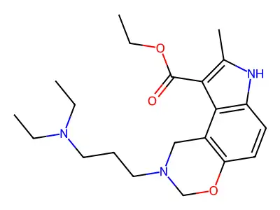 Pyrrolo(3,2-f)(1,3)benzoxazine-9-carboxylic acid, 1,2,3,7-tetrahydro-2-(3-(diethylamino)propyl)-8-methyl-, ethyl ester structure