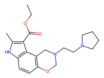 Pyrrolo(3,2-f)(1,3)benzoxazine-9-carboxylic acid, 1,2,3,7-tetrahydro-8-methyl-2-(2-(1-pyrrolidinyl)ethyl)-, ethyl ester structure