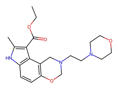 Pyrrolo(3,2-f)(1,3)benzoxazine-9-carboxylic acid, 1,2,3,7-tetrahydro-8-methyl-2-(2-(4-morpholinyl)ethyl)-, ethyl ester structure