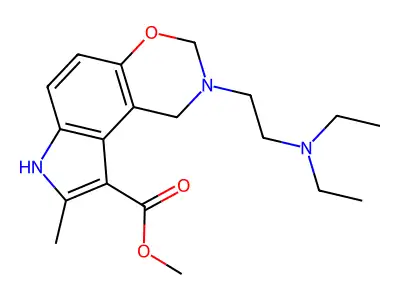 Pyrrolo(3,2-f)(1,3)benzoxazine-9-carboxylic acid, 1,2,3,7-tetrahydro-2-(2-(diethylamino)ethyl)-8-methyl-, methyl ester structure