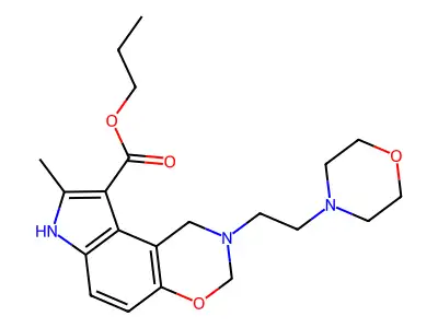 Pyrrolo(3,2-f)(1,3)benzoxazine-9-carboxylic acid, 1,2,3,7-tetrahydro-8-methyl-2-(2-(4-morpholinyl)ethyl)-, propyl ester structure