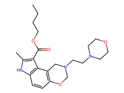 Pyrrolo(3,2-f)(1,3)benzoxazine-9-carboxylic acid, 1,2,3,7-tetrahydro-8-methyl-2-(2-(4-morpholinyl)ethyl)-, butyl ester structure