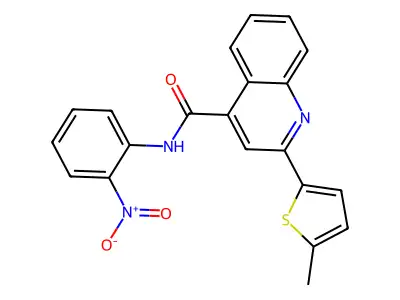 2-(5-methylthiophen-2-yl)-N-(2-nitrophenyl)quinoline-4-carboxamide structure