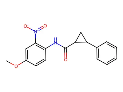 N-(4-methoxy-2-nitrophenyl)-2-phenylcyclopropane-1-carboxamide structure