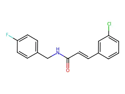(E)-3-(3-chlorophenyl)-N-[(4-fluorophenyl)methyl]prop-2-enamide structure