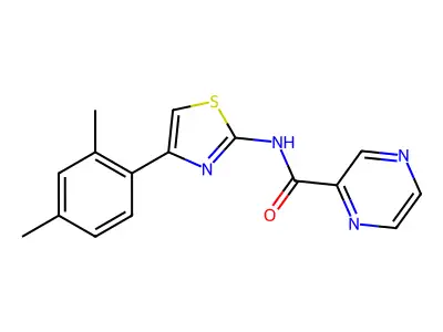 N-(4-(2,4-dimethylphenyl)thiazol-2-yl)pyrazine-2-carboxamide structure