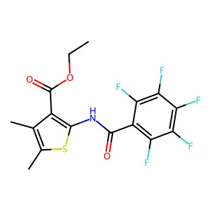 Ethyl 4,5-dimethyl-2-{[(pentafluorophenyl)carbonyl]amino}thiophene-3-carboxylate structure
