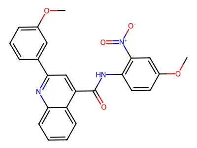 N-(4-methoxy-2-nitrophenyl)-2-(3-methoxyphenyl)quinoline-4-carboxamide structure