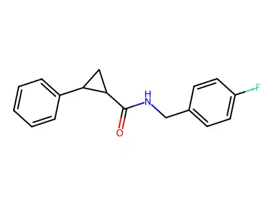 N-[(4-fluorophenyl)methyl]-2-phenylcyclopropane-1-carboxamide structure