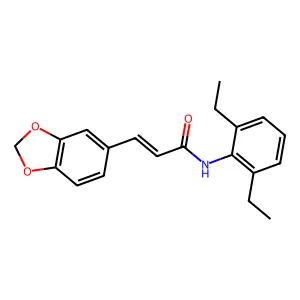 (E)-3-(1,3-benzodioxol-5-yl)-N-(2,6-diethylphenyl)prop-2-enamide structure