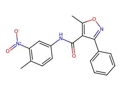 5-methyl-N-(4-methyl-3-nitrophenyl)-3-phenyl-1,2-oxazole-4-carboxamide structure