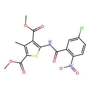 Dimethyl 5-({5-chloro-2-nitrobenzoyl}amino)-3-methyl-2,4-thiophenedicarboxylate structure