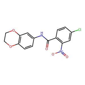 4-chloro-N-(2,3-dihydro-1,4-benzodioxin-6-yl)-2-nitrobenzamide structure