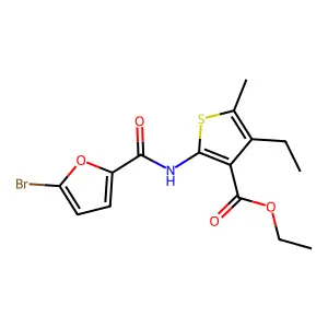 Ethyl 2-[(5-bromofuran-2-carbonyl)amino]-4-ethyl-5-methylthiophene-3-carboxylate structure