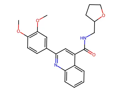 2-(3,4-dimethoxyphenyl)-N-(oxolan-2-ylmethyl)quinoline-4-carboxamide structure
