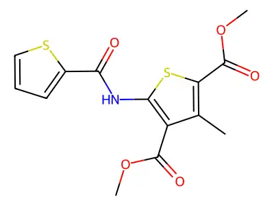 dimethyl 3-methyl-5-(thiophene-2-carbonylamino)thiophene-2,4-dicarboxylate structure