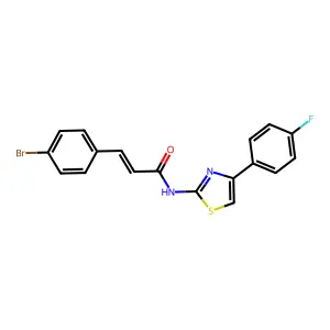 (E)-3-(4-bromophenyl)-N-[4-(4-fluorophenyl)-1,3-thiazol-2-yl]prop-2-enamide structure