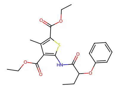 Diethyl 3-methyl-5-(2-phenoxybutanoylamino)thiophene-2,4-dicarboxylate structure