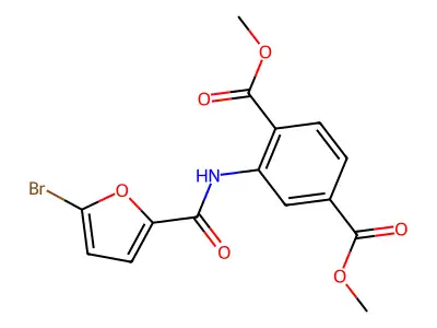 Dimethyl 2-[(5-bromofuran-2-carbonyl)amino]benzene-1,4-dicarboxylate structure