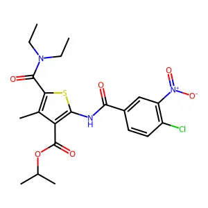 isopropyl 2-({4-chloro-3-nitrobenzoyl}amino)-5-[(diethylamino)carbonyl]-4-methyl-3-thiophenecarboxylate structure