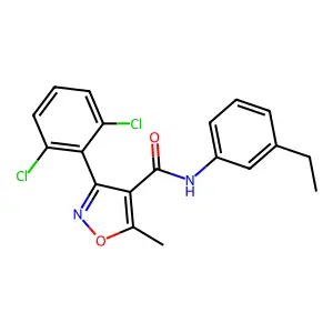 3-(2,6-dichlorophenyl)-N-(3-ethylphenyl)-5-methyl-1,2-oxazole-4-carboxamide structure