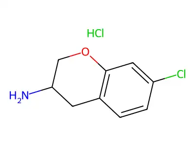 7-Chloro-3,4-dihydro-2H-1-benzopyran-3-amine--hydrogen chloride (1/1) structure