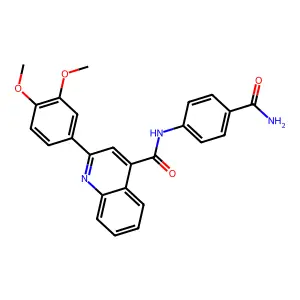 N-(4-carbamoylphenyl)-2-(3,4-dimethoxyphenyl)quinoline-4-carboxamide structure