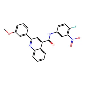 N-(4-fluoro-3-nitrophenyl)-2-(3-methoxyphenyl)quinoline-4-carboxamide structure